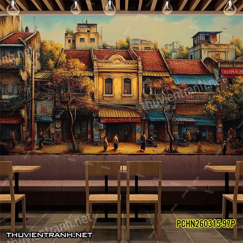 Tranh dán tường Phố cổ Hà Nội, Phố xưa - -PCHN260315-97P - Tranh tường chất lượng cao